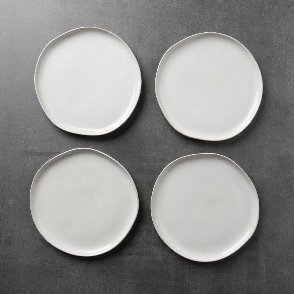 Stoneware Dinner Plate Set of 4 - Cream (Ivory) - Hearth & Hand with Magnolia | Target