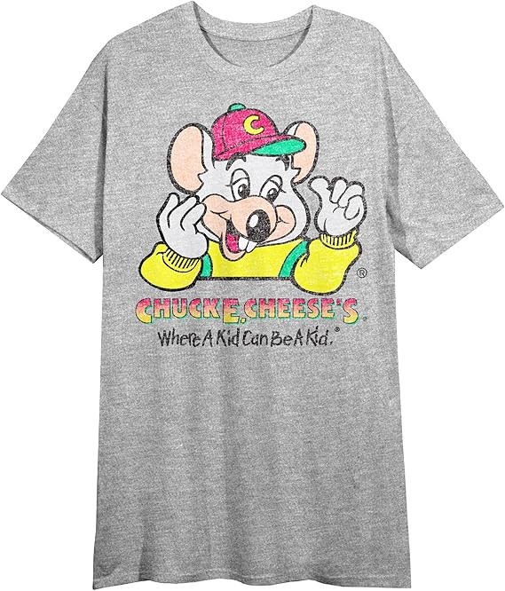 Chuck E. Cheese Character Logo Crew Neck Short Sleeve Gray Heather Women's Night Shirt | Amazon (US)