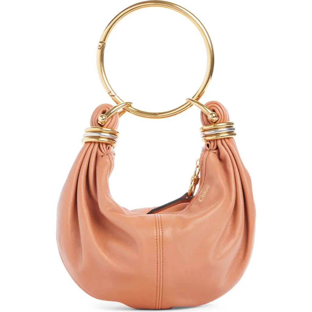 Chloé Mini Bracelet Leather Hobo Bag in Wooden Orange at Nordstrom | Nordstrom