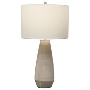 Uttermost Volterra Transitional Ceramic and Steel Table Lamp in Brown/Gray | Homesquare