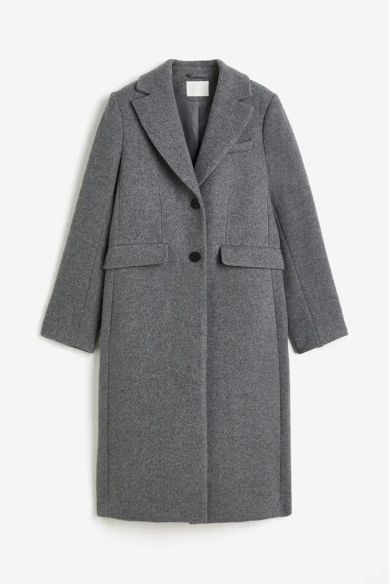 Single-breasted coat - Grey - Ladies | H&M GB | H&M (UK, MY, IN, SG, PH, TW, HK)
