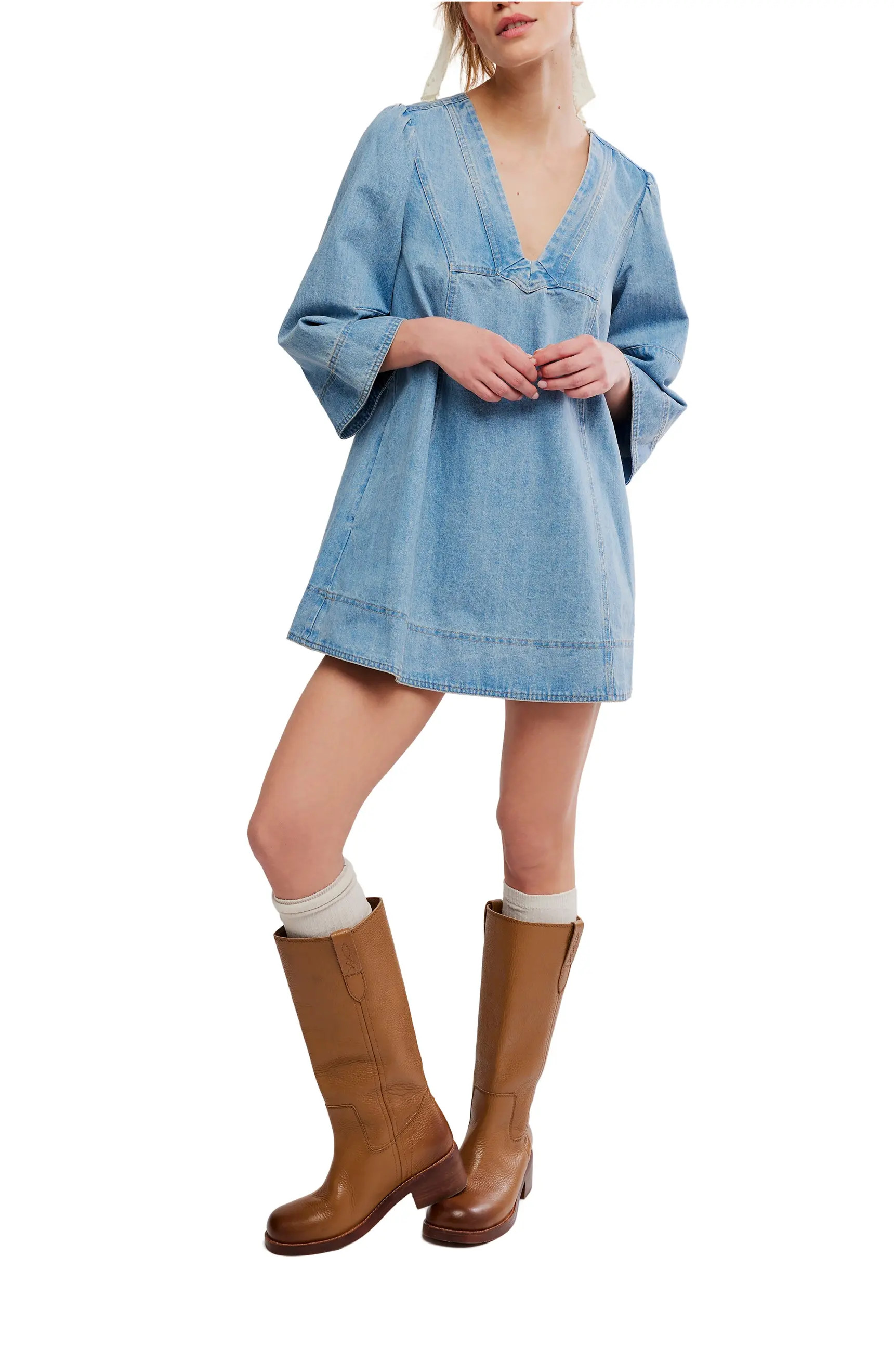 Goldie Balloon Sleeve Denim Minidress | Nordstrom