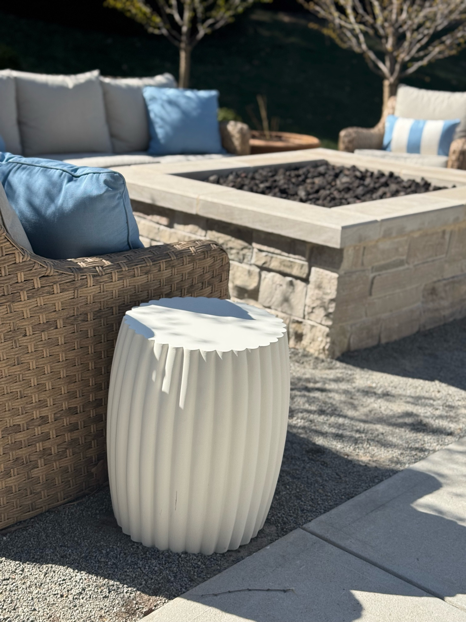 Snagged this white outdoor side table at the McGee & Co outdoor sale! Also linking my blue outdoor pillows 💙

#LTKHome