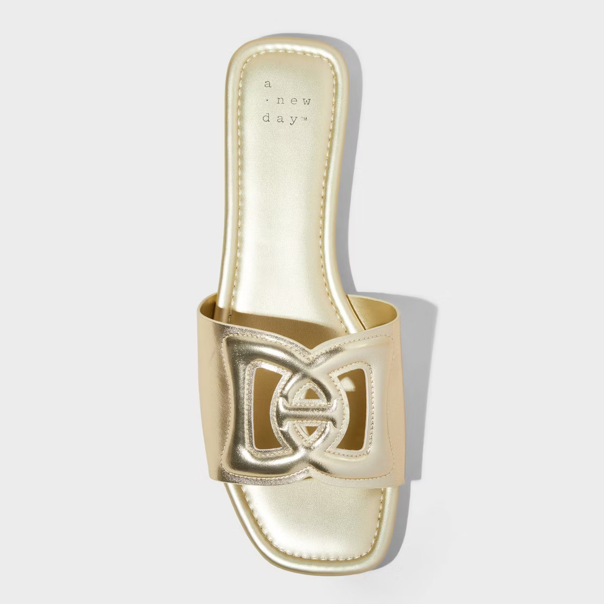 Women's Deidra Slide Sandals - A New Day™ Gold 9: Memory Foam, Slip-On, Open Toe | Target
