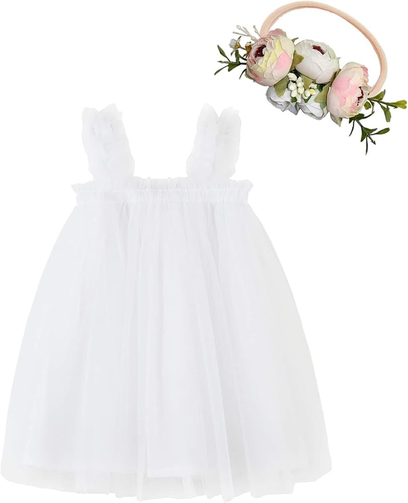 RJXDLT Baby Girls Tutu Dress Infant Tulle Dresses Toddler Sleeveless Sundress | Amazon (US)