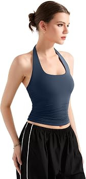 SUUKSESS Women Halter Tank Tops Double Lined Backless Y2K Trendy Going Out Tops | Amazon (US)