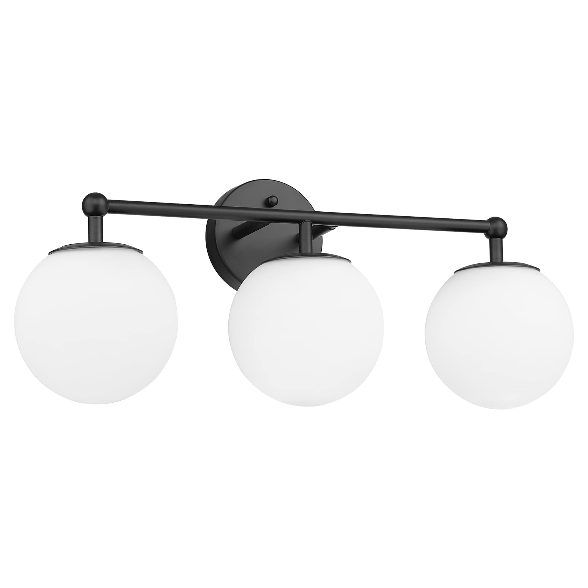 Black Vanity Lights for Bathroom, Farmhouse Bathroom Light Fixtures 3-Light Over Mirror with Milk... | Amazon (US)