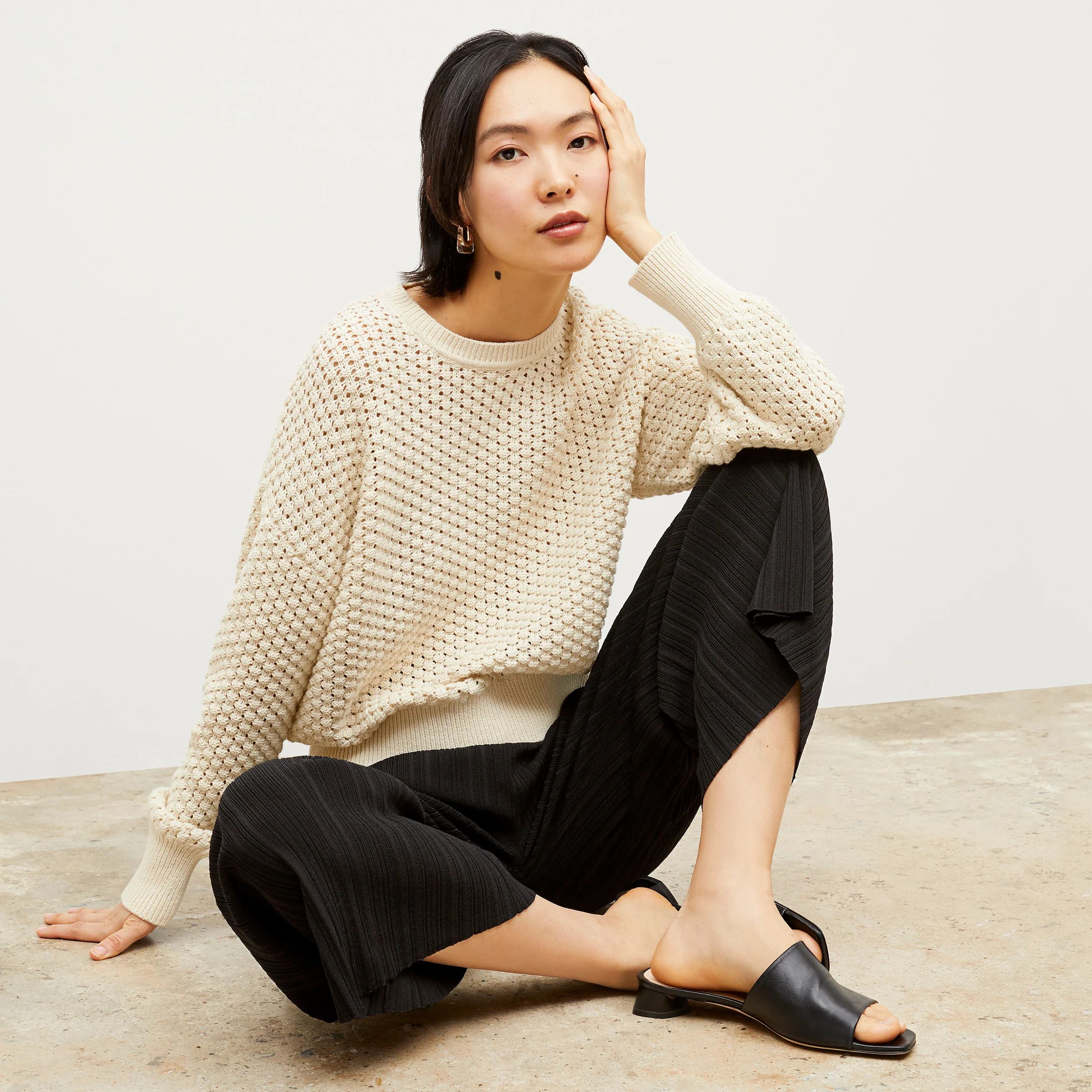 Liam Sweater - Popcorn Knit :: Coconut | MM LaFleur