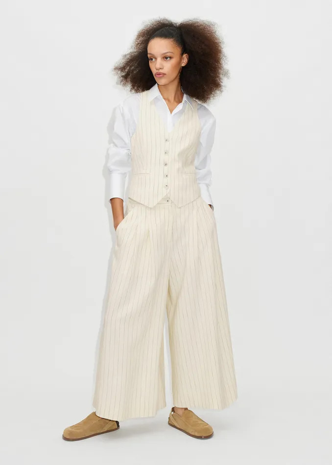 Panama Pinstripe Super Wide Culotte | ME + EM