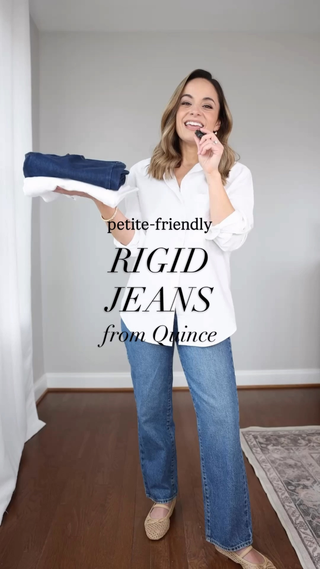 I tried the new Bella Rigid Straight Jeans from @quince and I absolutely love them! #quincepartner 

I’m a longtime fan of the Bella Jeans at Quince, but this rigid option is a new favorite. The jeans are 100% cotton with a hold you in fit. They hold shape with wear and wash beautifully too. They’re petite-friendly and come in inseam options, starting at 26” (the length I’m wearing here). 

Jeans: 24 x 26” | 10.5” rise - shown in Horizon Blue, Whiteout, and Rinsed Indigo Blue
Organic Cotton Relaxed Oxford Shirt: XS
Cotton Cashmere Ribbed Tank: XS in Heather Oatmeal
Italian Handwoven Leather Mini Shoulder Bag: small size shown in cognac (strap is long, I added a hole to shorten it to my height)

#LTKPetite