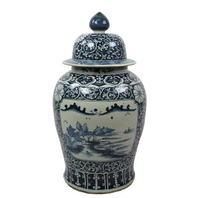 35 Inch Tall Grand Blue/White Porcelain Ginger Jar | Perigold
