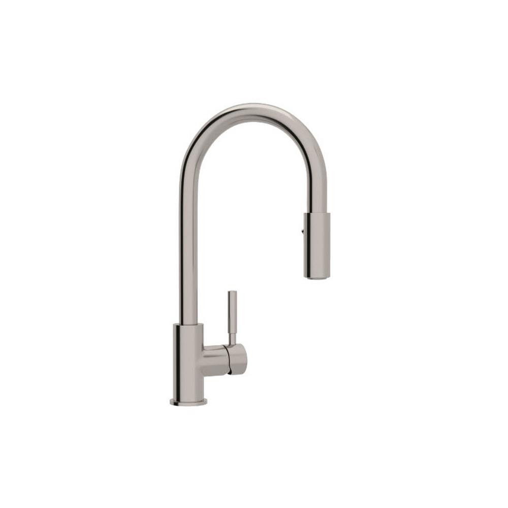 ROHL Modern Lux Single-Handle Pull-Down Sprayer Kitchen Faucet in Stainless Steel, Silver | The Home Depot