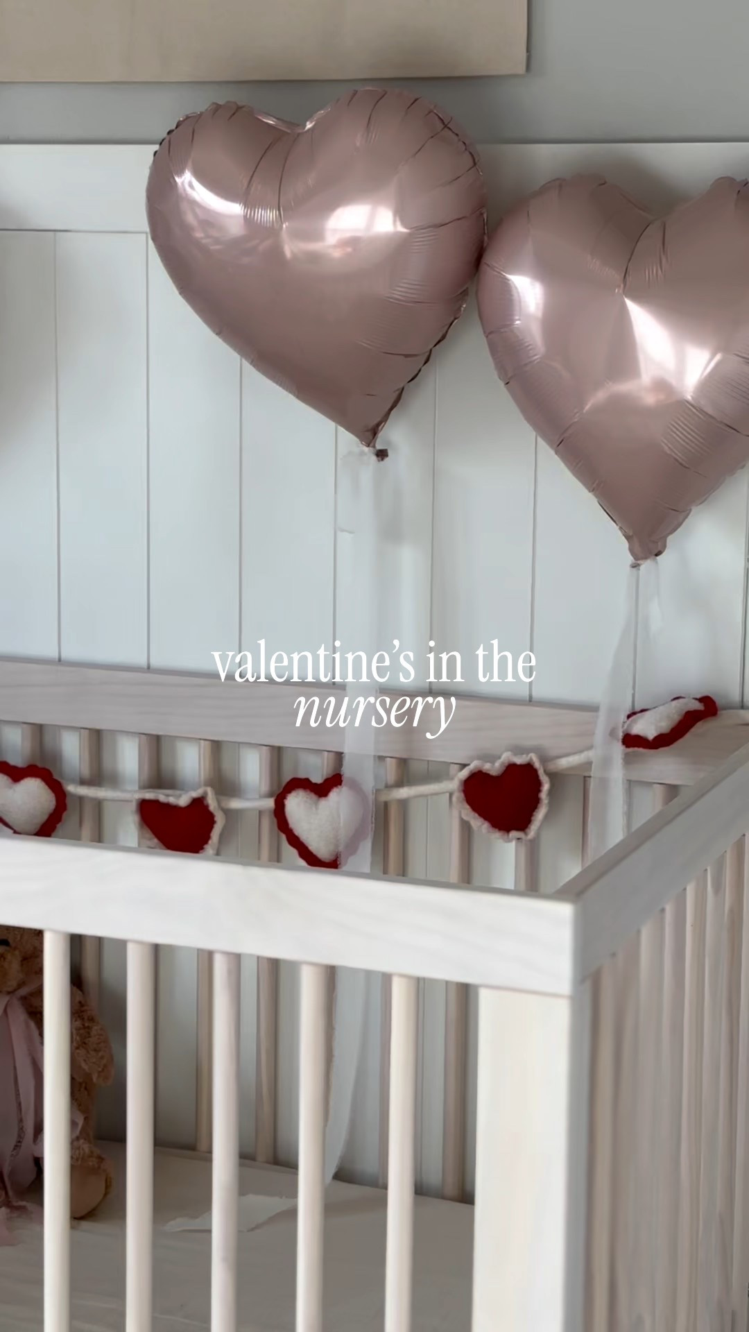 Valentine’s decorations in the nursery 🤍
Soft, playful touches make Valentine’s feel special without overwhelming the space. I love layering felt heart garlands, bows, ribbons, Valentine’s board books, and stuffed animals with gentle pops of red and pink for a sweet, cozy, and timeless look. Perfect for a neutral nursery or kids room, and easy to refresh year after year.

Valentine’s nursery decor, Valentine’s kids room decor, Valentine’s decorations, felt heart garland, Valentine’s stuffed animals, Valentine’s board books, neutral nursery decor, timeless kids decor, seasonal kids decor, Valentine’s ribbons, Valentine’s bows, Valentine’s styling, Valentine’s touches, baby nursery Valentine’s ideas, toddler Valentine’s decor

#LTKKids #LTKValentine #LTKBaby