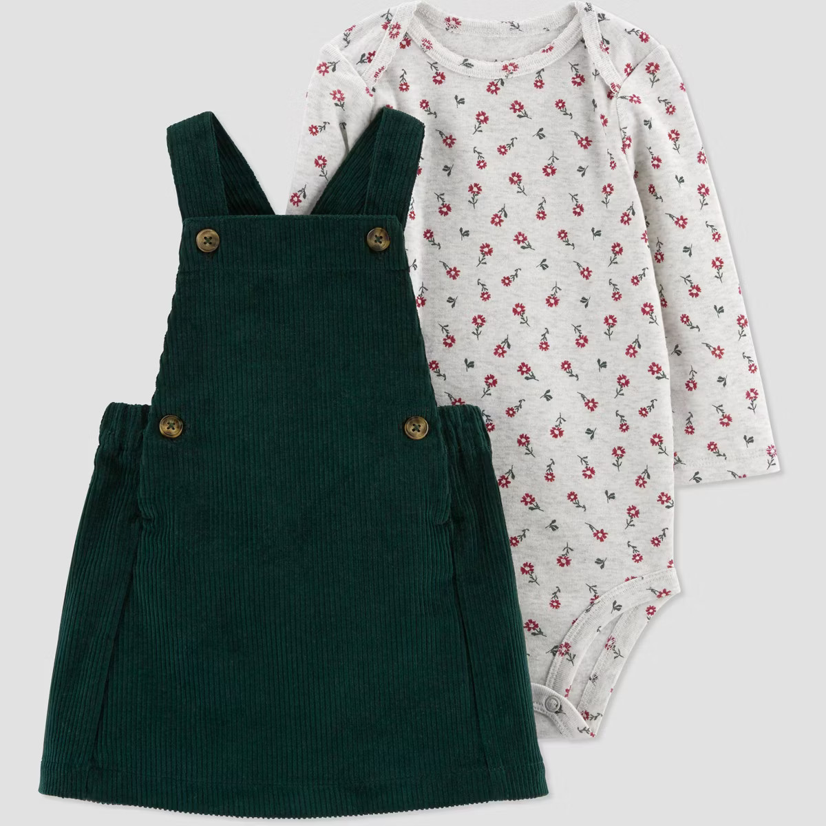 Carter's Just One You®️ Baby Girls' Floral Top & Skirtall Set - Dark Green/Gray | Target