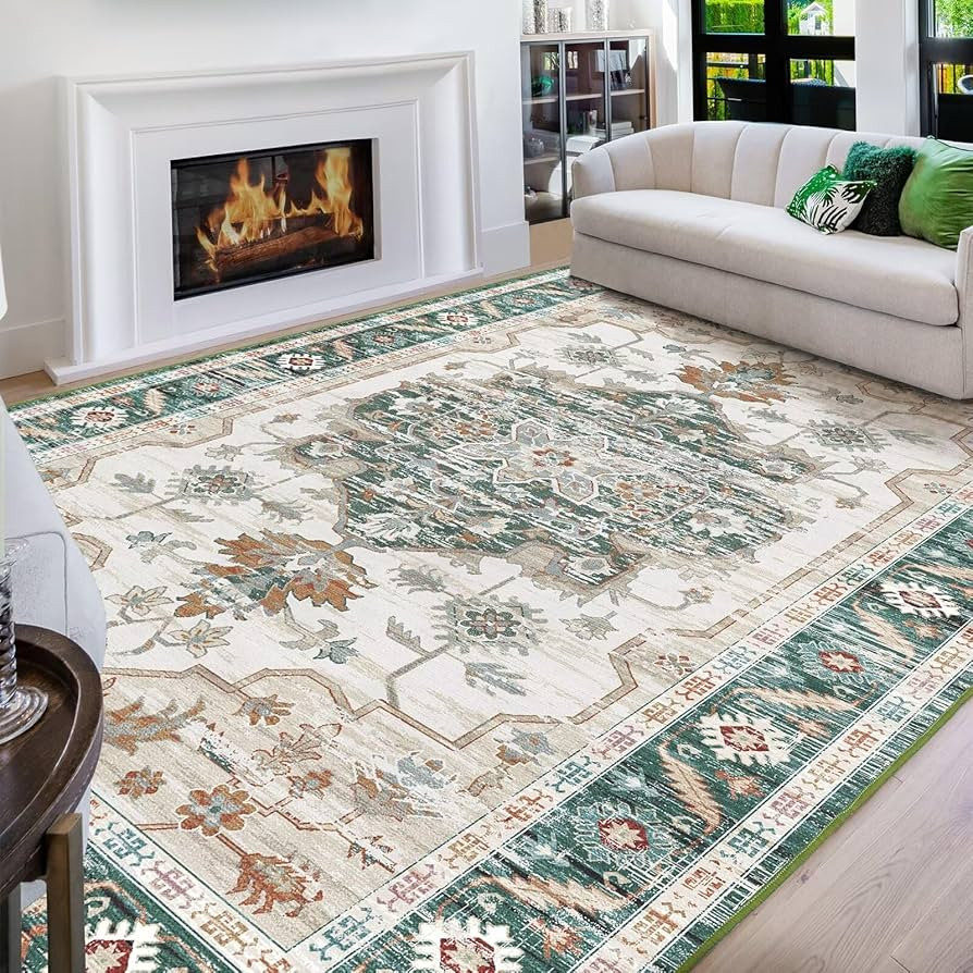 Vamcheer Vintage Washable Area Rug 5x7 - Chenille Rugs for Living Room Bedroom Dining Room Tradit... | Amazon (US)