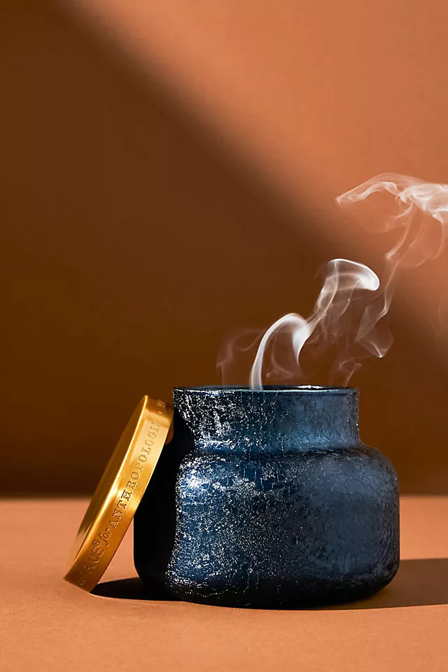 Capri Blue Volcano Shatter Frost Glass Candle | Anthropologie (US)