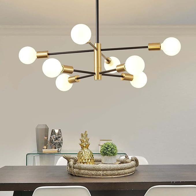 KUCICO Modern Sputnik Chandeliers, Mid Century Chandeliers 8-Light,Black and Gold Chandelier Ligh... | Amazon (US)