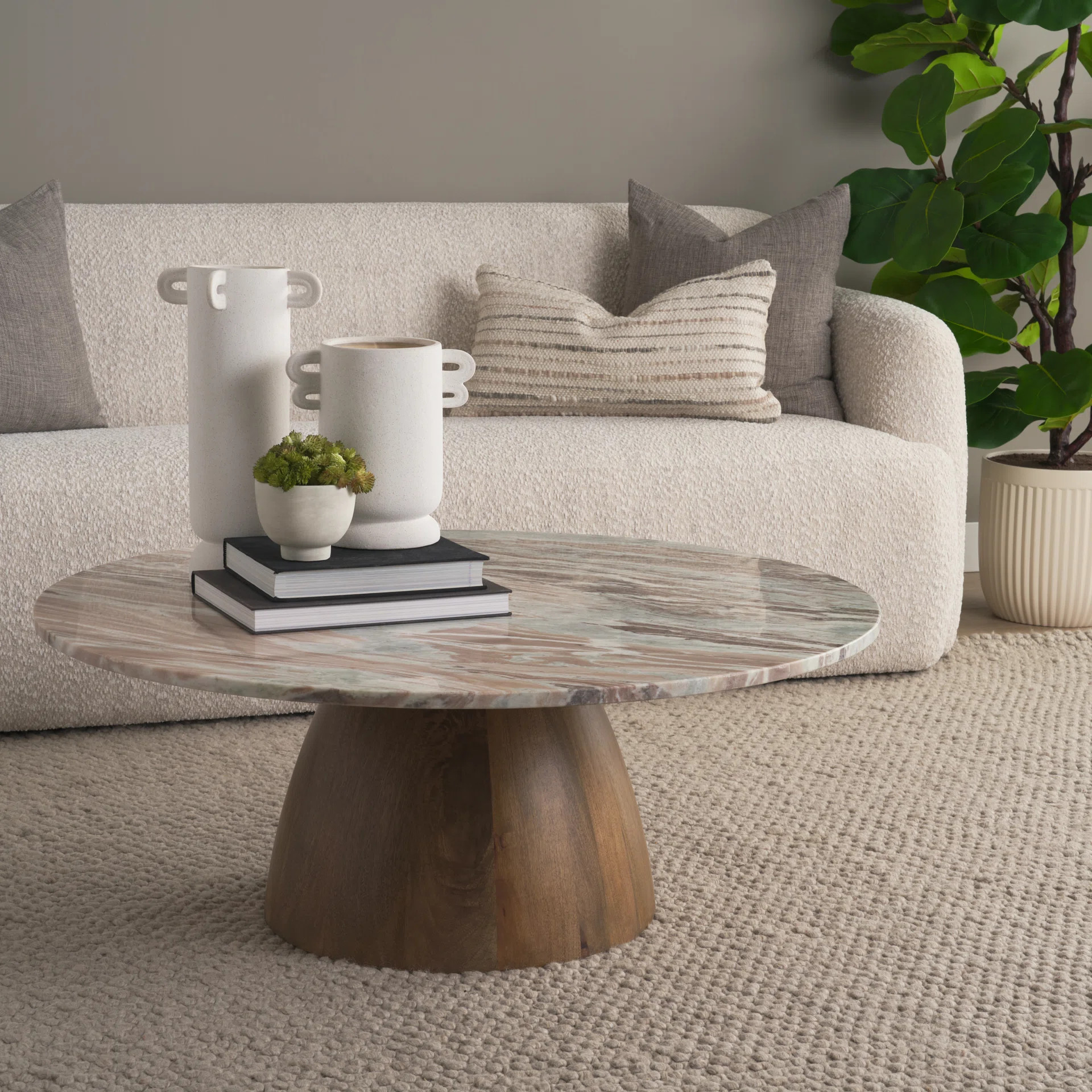 Mellonia 42" Round Genuine Marble Coffee Table | Wayfair North America