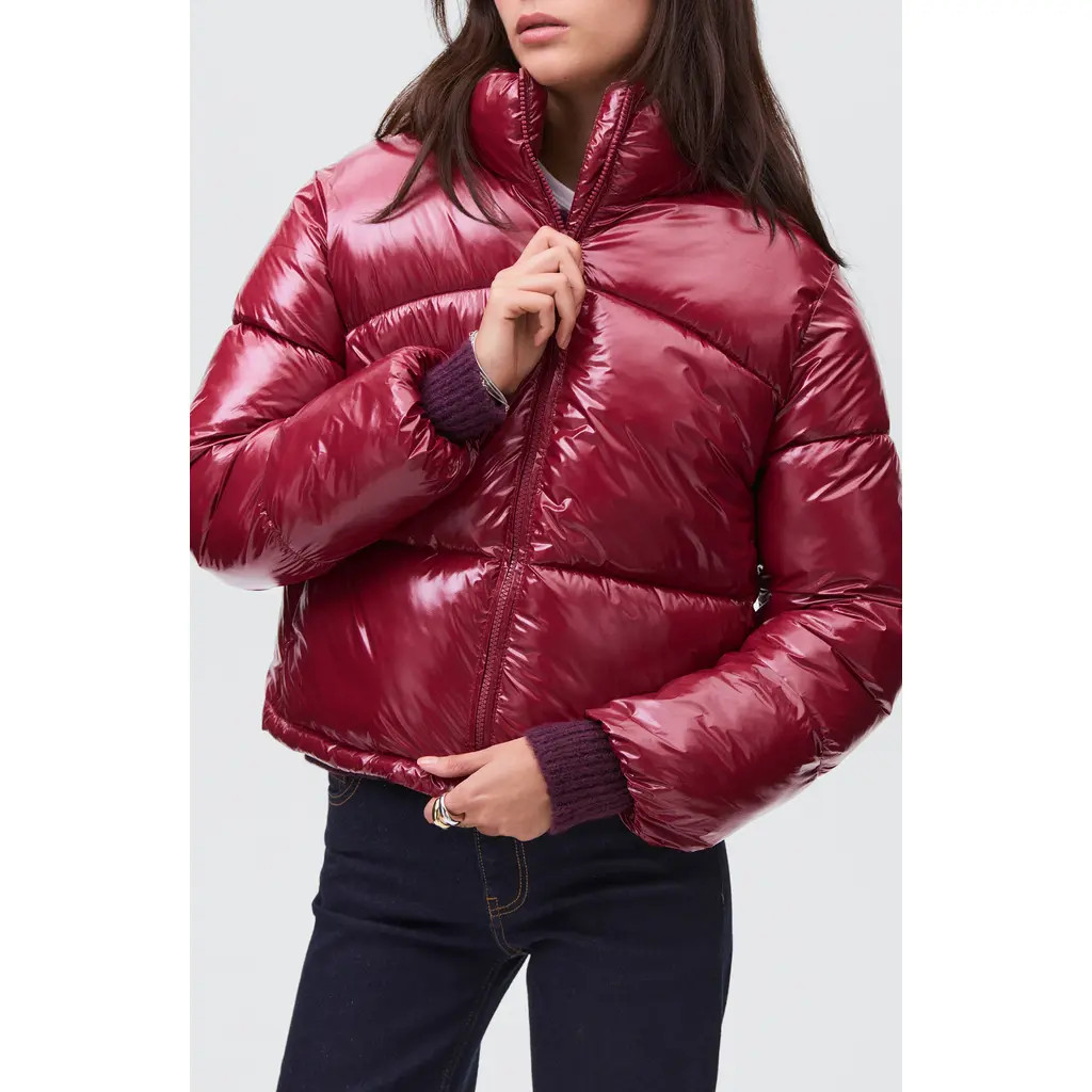 MANGO TEEN Shiny Quilted Anorak in Burgundy at Nordstrom, Size Small | Nordstrom