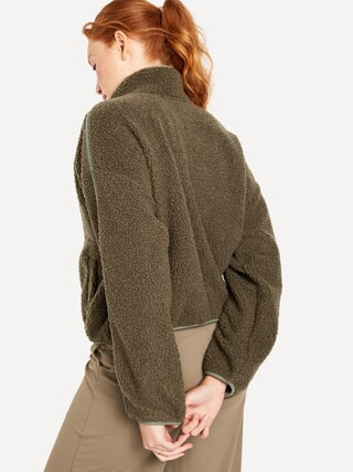 Cropped Sherpa 1/4-Zip Pullover for Women | Old Navy (US)