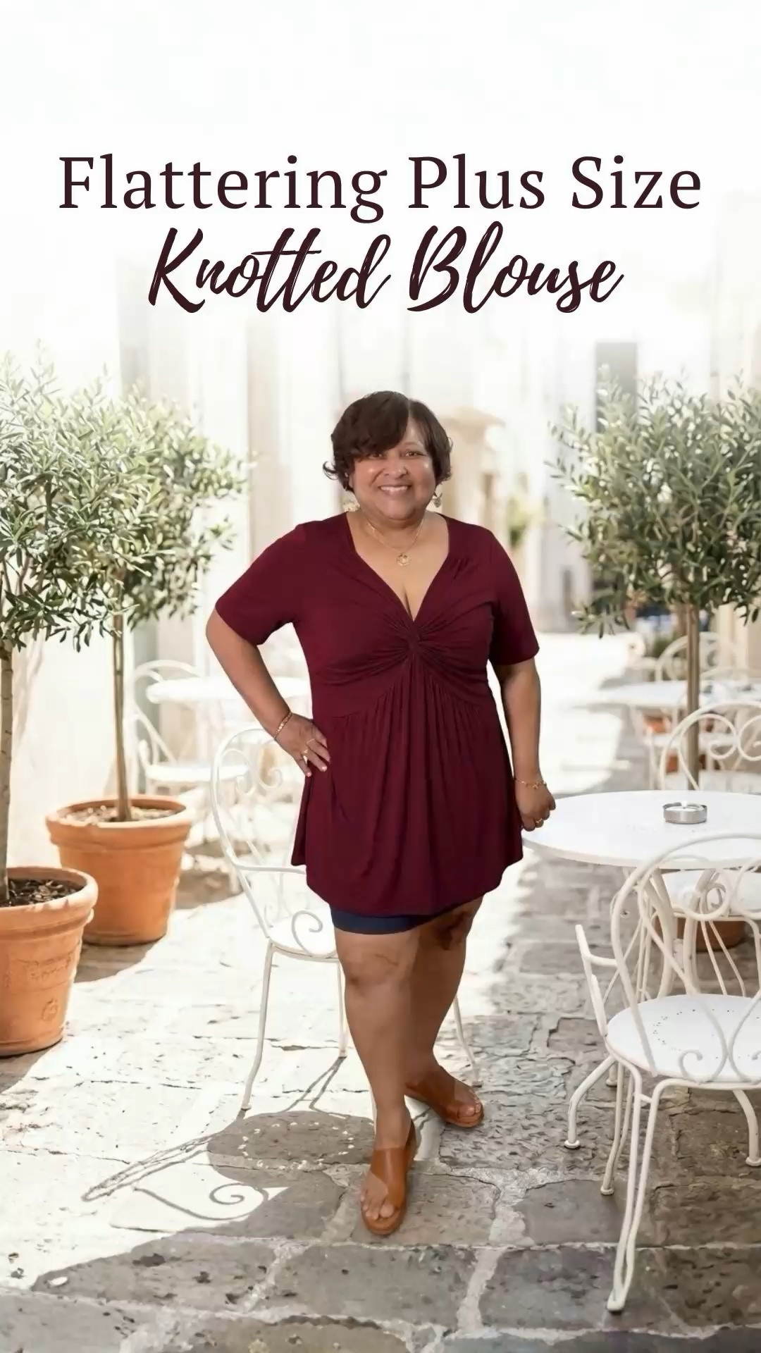 This flattering short sleeve tunic features a unique twist front and V-neck design that pairs perfectly with my denim skort! The soft pleated fabric offers a comfortable fit for your summer outfits! 
I’m wearing a 2X in everything! 
I’m wondering if this top will also look good with white pants🤔 what do you think? 

#summeroutfits #tunics #plussizefashion #businesscasualworkwear

#LTKootd #LTKPlusSize #LTKMidsize