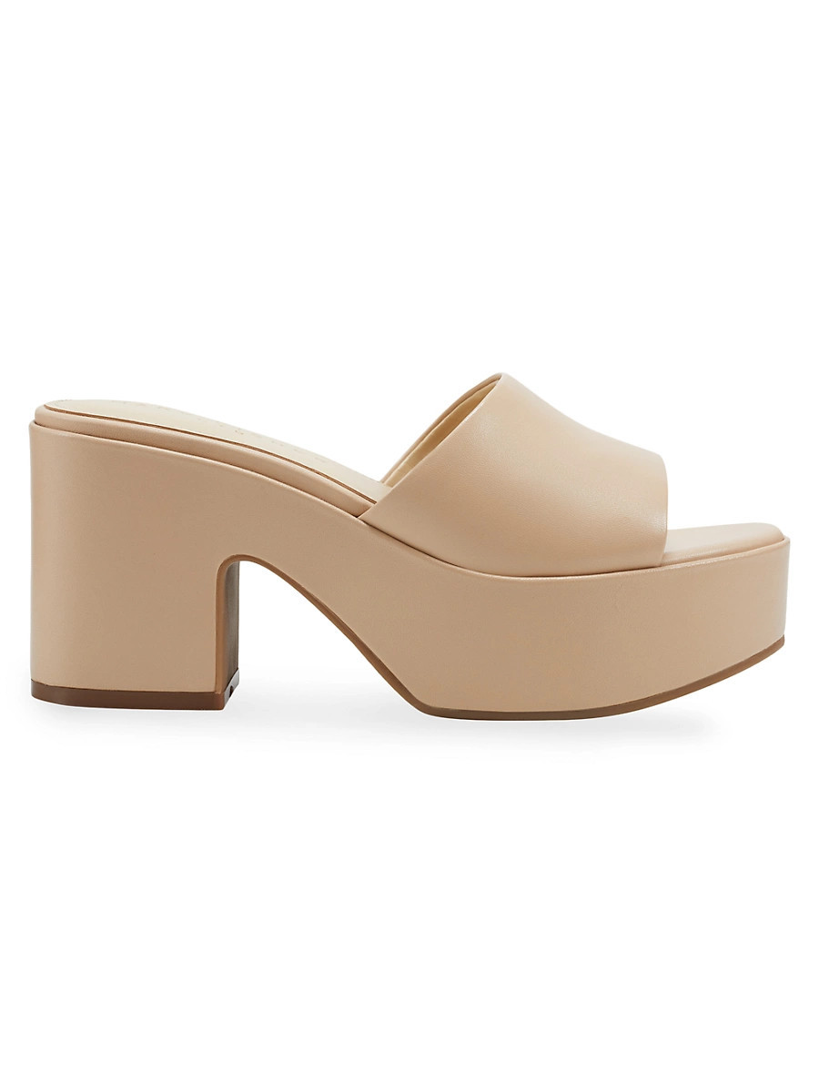 Women's Leather Platform Mules - Light Natural - Size 7.5 | Saks Fifth Avenue
