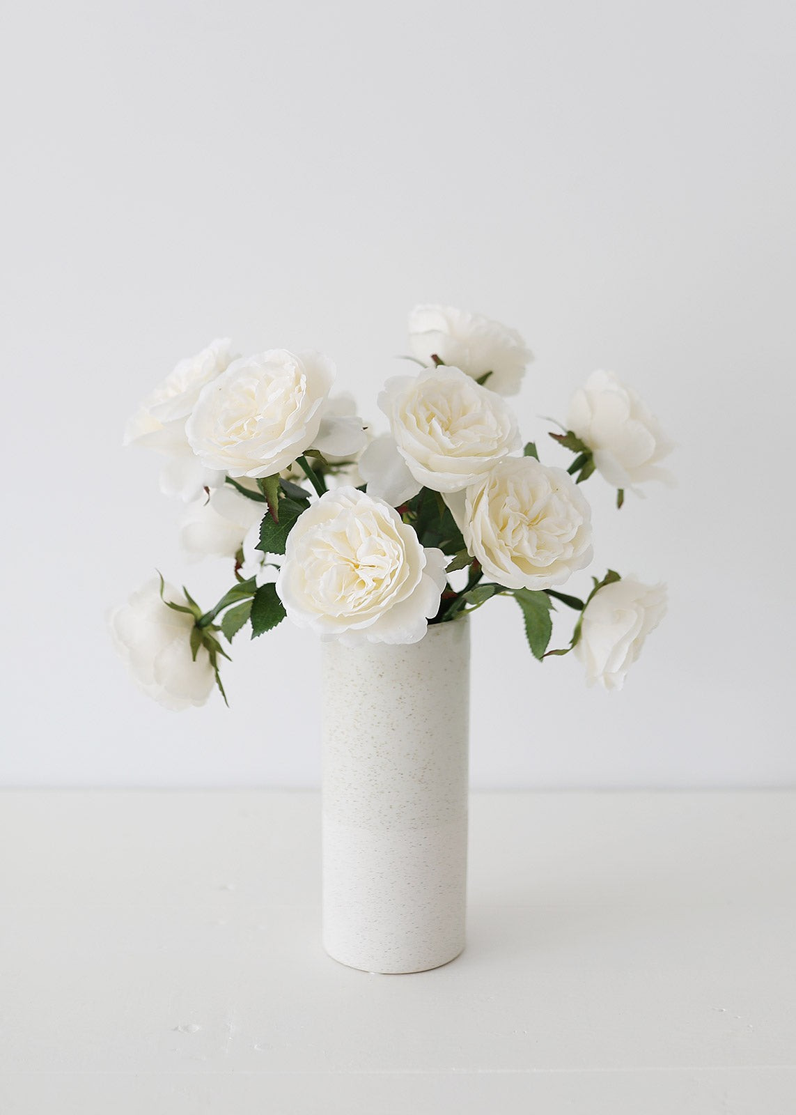 English Cabbage Artificial Rose Stem in White - 20.5" Tall | Afloral (US)