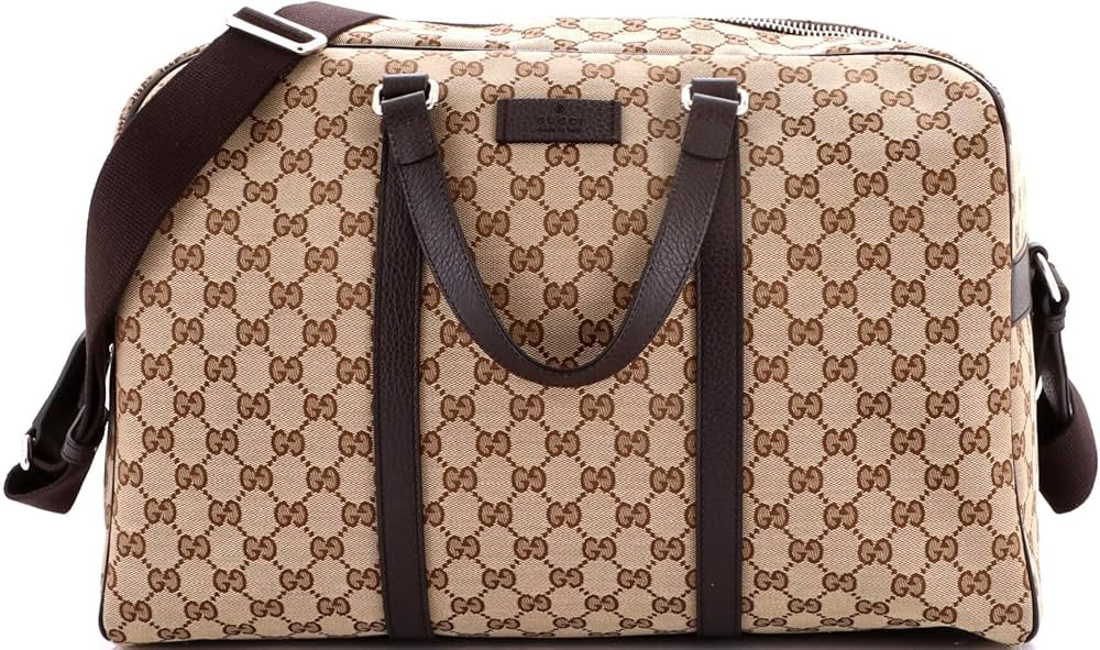 Amazon.com: Gucci, Pre-Loved Convertible Boston Carry On Duffle Bag GG Canvas Medium, Brown : Ama... | Amazon (US)