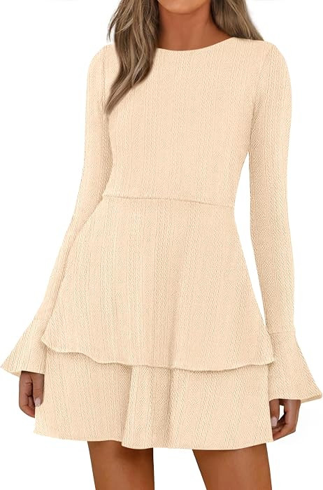 PRETTYGARDEN Womens Short Fall Dresses Long Sleeve Sweater Dress | Amazon (US)