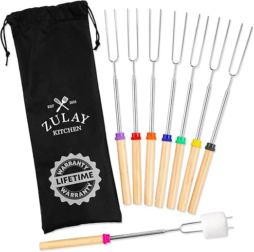 Zulay Marshmallow Roasting Sticks - Extendable Stainless Steel Smores Sticks For Campfire, Bonfir... | Amazon (US)