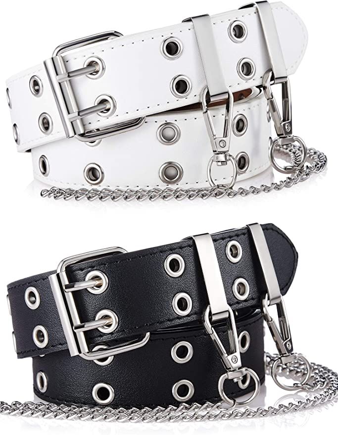 Double Grommet Women Punk Belts Prong Buckle Jeans Waist Belts | Amazon (UK)