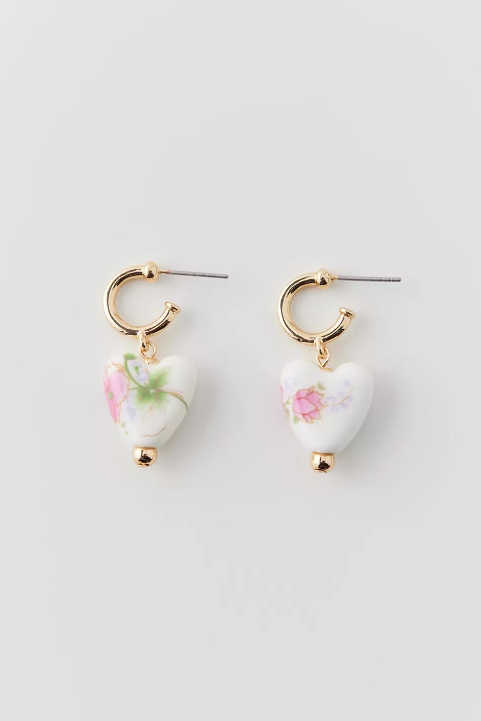 Floral Heart Charm Hoop Earring | Urban Outfitters (US and RoW)