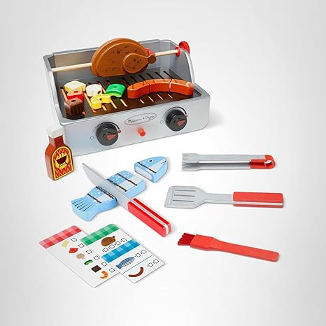 Melissa & Doug Rotisserie and Grill Wooden Barbecue Play Food Set (24 pcs) | Amazon (US)