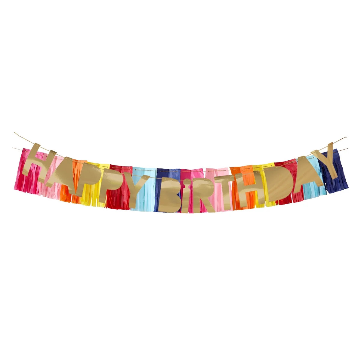 Packed Party "It's Your Birthday" Gold Happy Birthday Banner and Multicolor Fringe Background | Walmart (US)