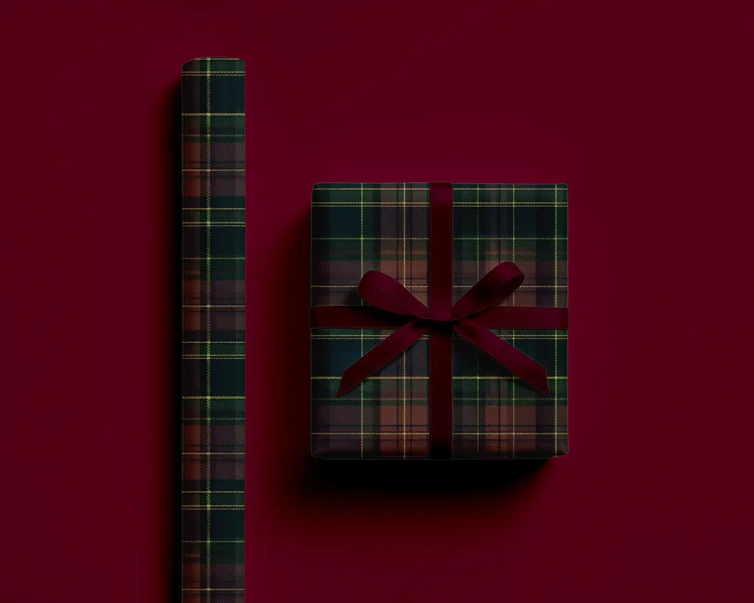 Dark Tartan Christmas Gift Wrap: Luxury Plaid Wrapping Paper | Etsy (US)