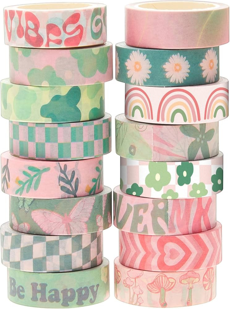 Henoyso 16 Rolls Cute Washi Tape Set, Pastel Decorative Tape 15 mm Wide 7 Meters Long Washi Tape ... | Amazon (US)