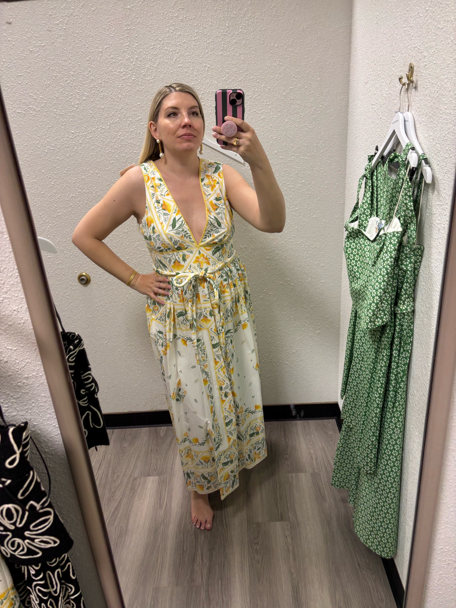 How chic is this dress? The print is such a classic springtime floral motif and it’s perfect for everything from date night to Easter to vacation.
Fit is true to size (I’m in the 12 here) and even worked on my second trimester bump (for now! This one is better for early pregnancy because it will likely become very tight soon for me!)
Fabric is light and airy yet crisp and able to hold its shape.

#LTKBump #LTKParties #LTKSeasonal