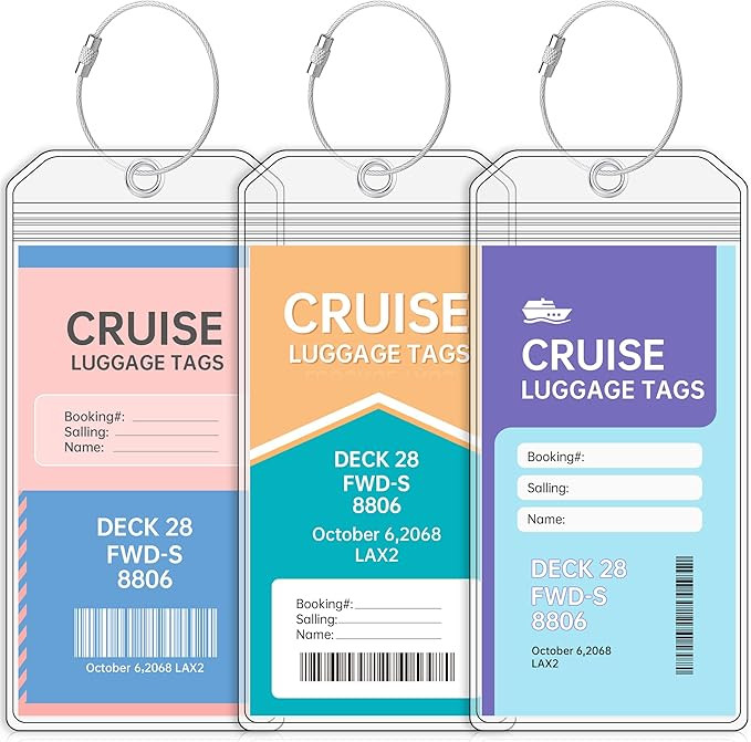 Teskyer Luggage Tags for Cruise Ships, Carnival Cruise Luggage Tag Holder, Cruise Ship Essentials... | Amazon (US)