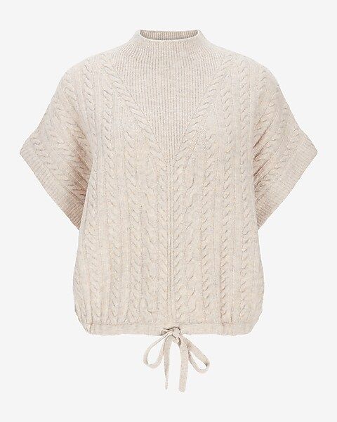 Cable Knit Drawstring Short Sleeve Sweater | Express