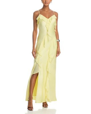 Long Satin Ruffled Gown - Exclusive | Bloomingdale's (US)