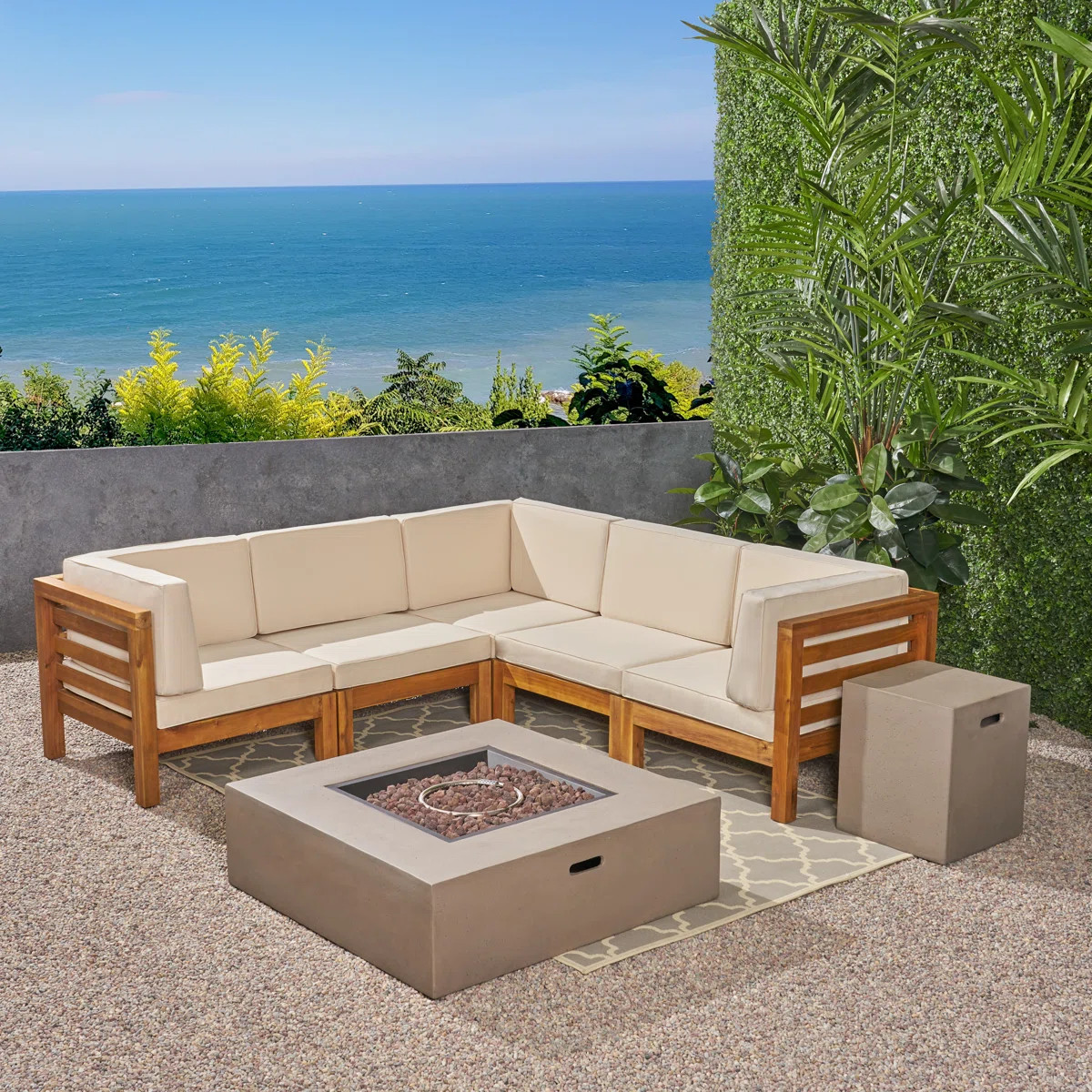 Ajanai 4 - Person Modular Patio Conversation Sets with Cushions | Wayfair North America