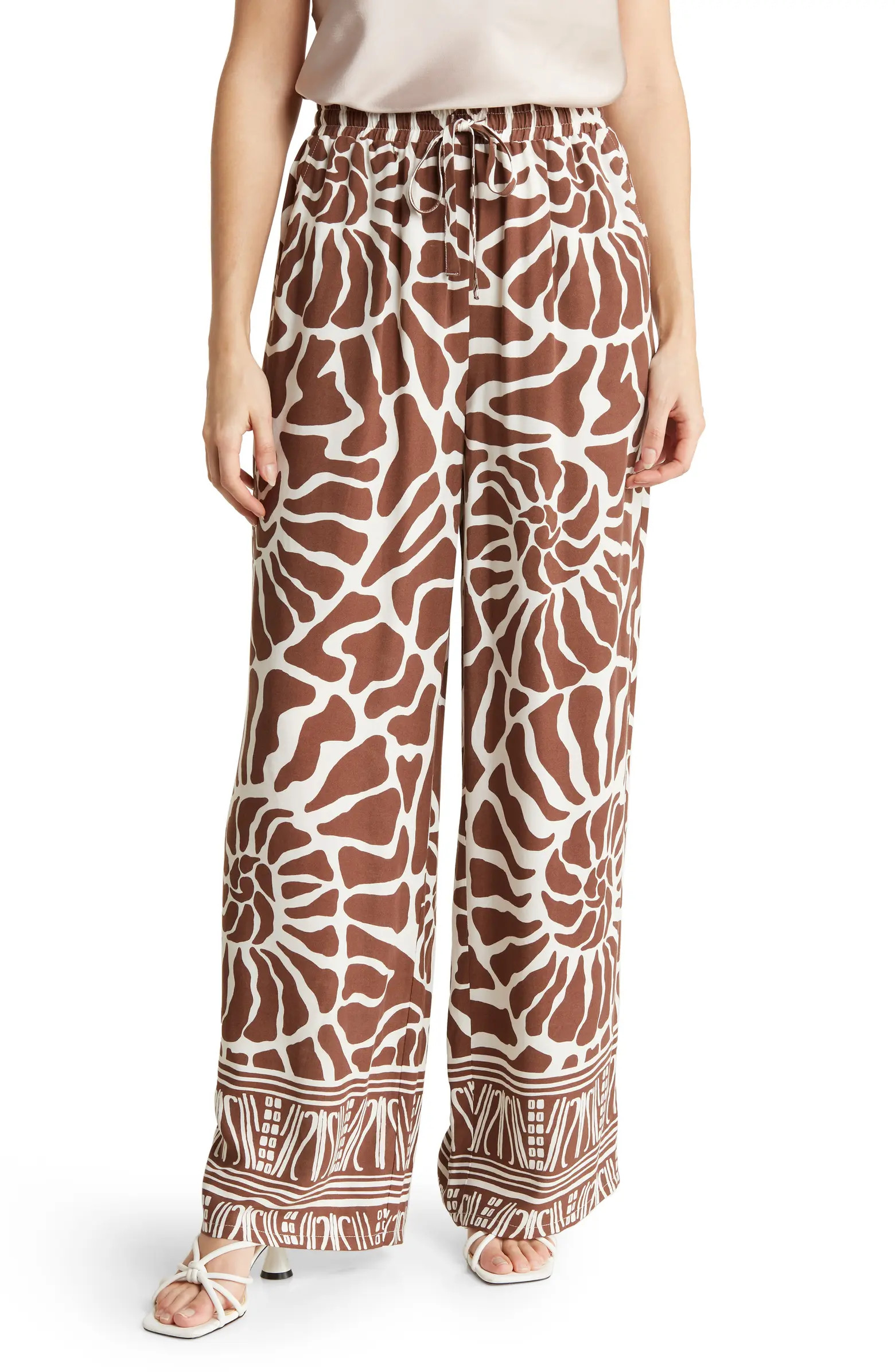Print Tie Waist Wide Leg Pants | Nordstrom Rack
