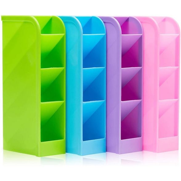 Juvale 4 Pack Pencil Caddy Holder with 16 Compartments for Classroom Supplies, 4 Colors | Target