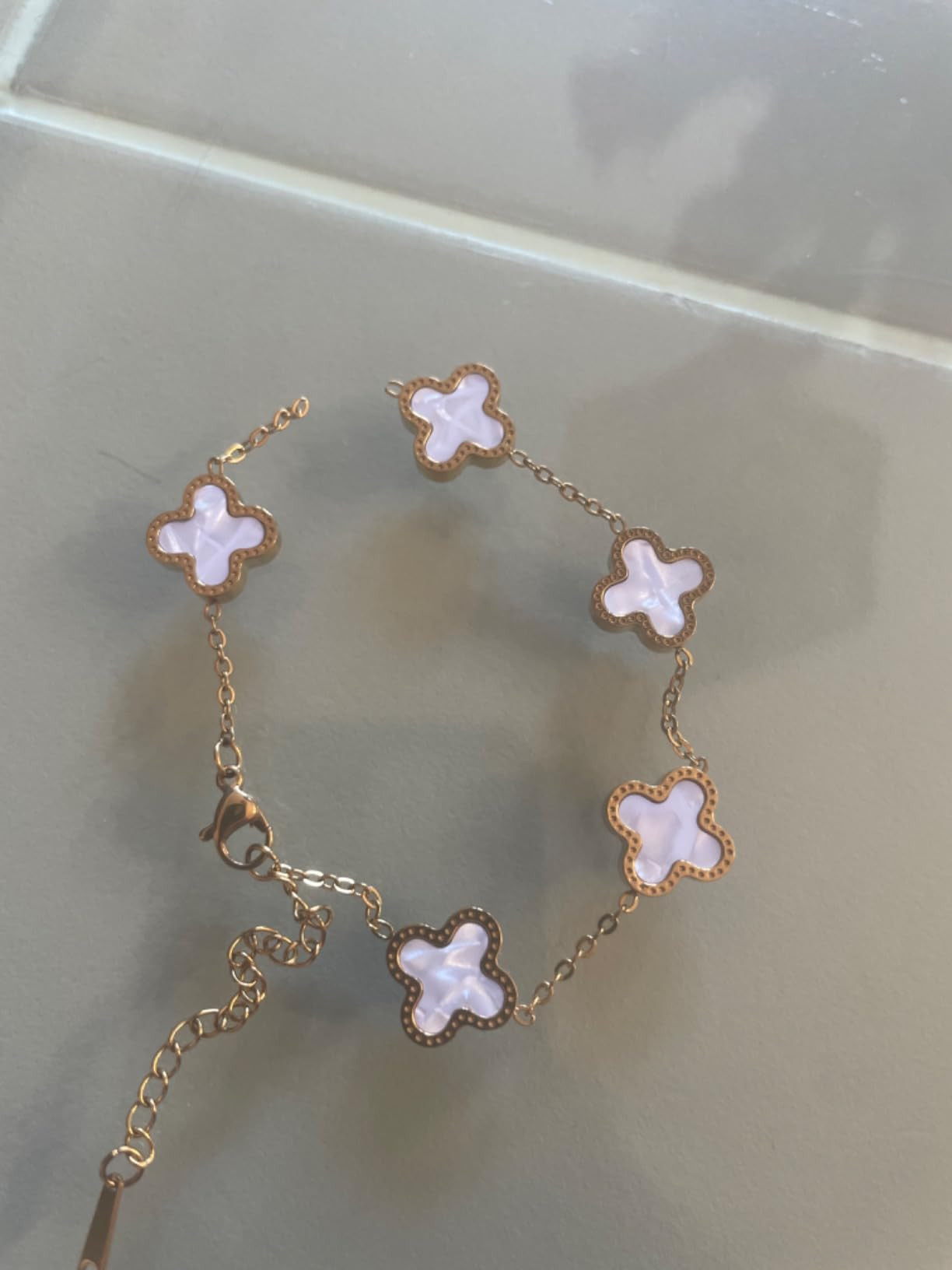 TICVRSS 18K Gold Plated Clover Lucky Bracelet for Women White/Black/Red/Green Bracelets Cute Brac... | Amazon (US)
