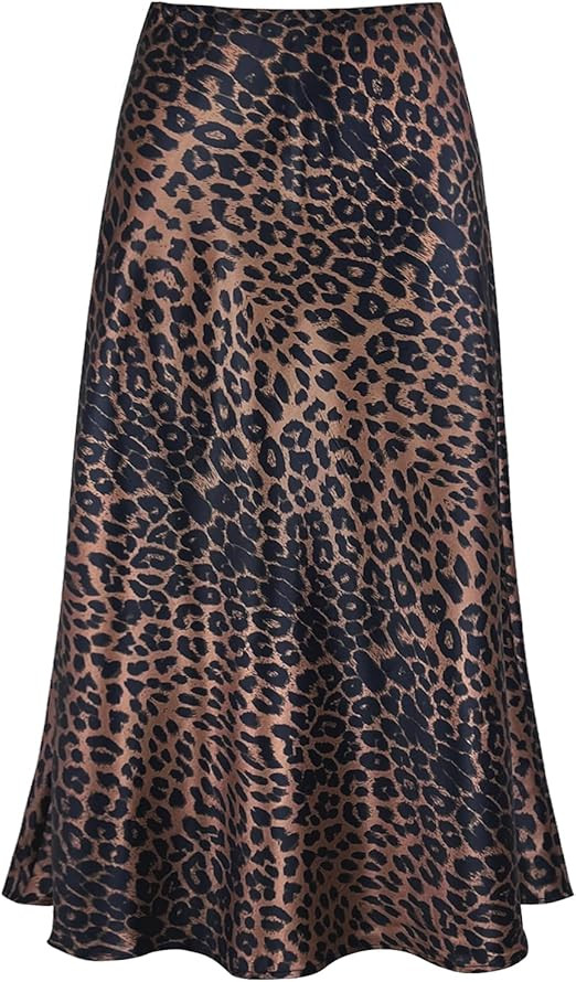 Women's Satin High Waist Hidden Elasticized Waistband Flared Casual A Line Midi Skirt | Amazon (CA)