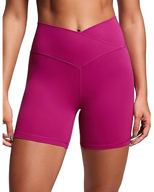 CRZ YOGA Womens Butterluxe Crossover Biker Shorts 3'' / 5'' - Criss Cross High Waisted Workout Yo... | Amazon (US)