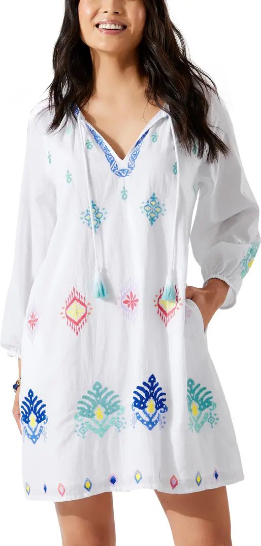 Embroidered Long Sleeve Cotton Cover-Up Dress | Nordstrom
