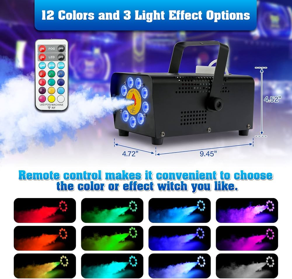 TCFUNDY Fog Machine with 9 LED Lights, 500W Smoke Machine with 12 Color Lights Effect for Hallowe... | Amazon (CA)