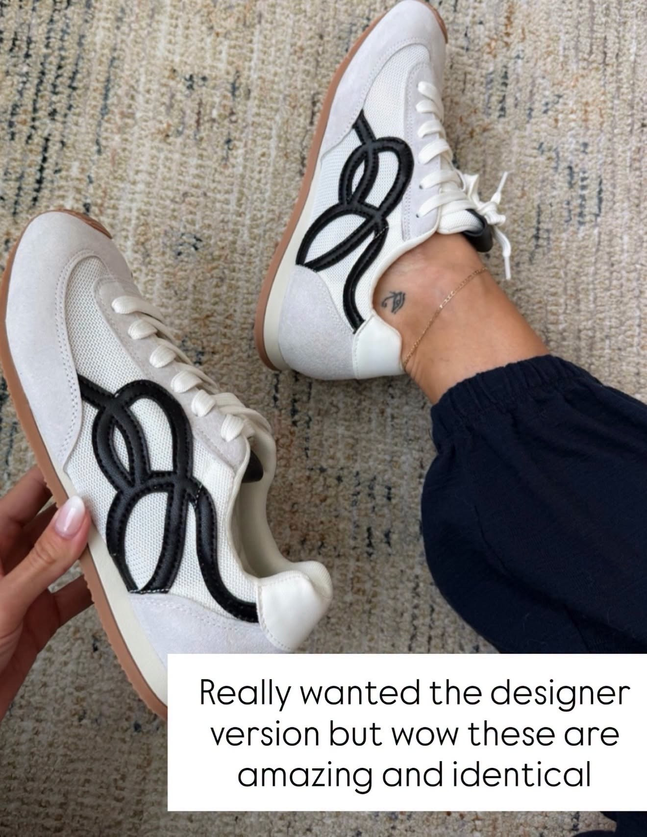 I really wanted the designer version of these, but I’m so impressed with this pair. The white and black combo gives you that same statement sneaker look and works with everything from denim to joggers.

designer inspired sneakers, white sneakers, black and white sneakers, casual sneakers, women’s sneakers, fall shoes, everyday shoes, sneaker outfit, affordable fashion, statement sneakers, annabrstyle

#LTKootd #LTKSeasonal #LTKTravel