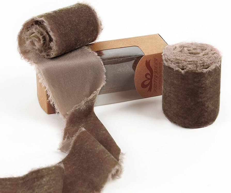 Pretty Jolly Brown Velvet Ribbon for Gift Wrapping 3 Inch Handmade Frayed Vintage Velvet Ribbon f... | Amazon (US)